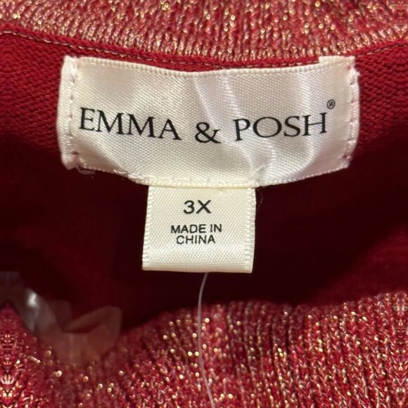 Holiday Party Red / Burgundy Swater Dress Juniors 3X /Woman's XL w/Metallic Gold - Picture 5 of 5